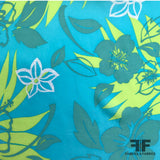 Tropical Floral Printed Silk Chiffon - Blue / Green