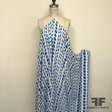 Geometric Printed Silk Georgette - Blue/White - Fabrics & Fabrics