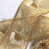 Floral Beaded & Embroidered Gold Ribbon Trim - Fabrics & Fabrics NY