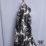 Large-Scale Fern Printed Wool Crepe - Black/Off-White
