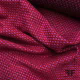 Italian Wool Checkered Tweed - Fuchsia/Red/Black - Fabrics & Fabrics