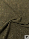 Herringbone Italian Wool - Army Green / Khaki Brown